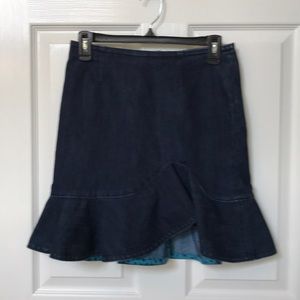 Leifsdottir asymetric ruffle jean skirt